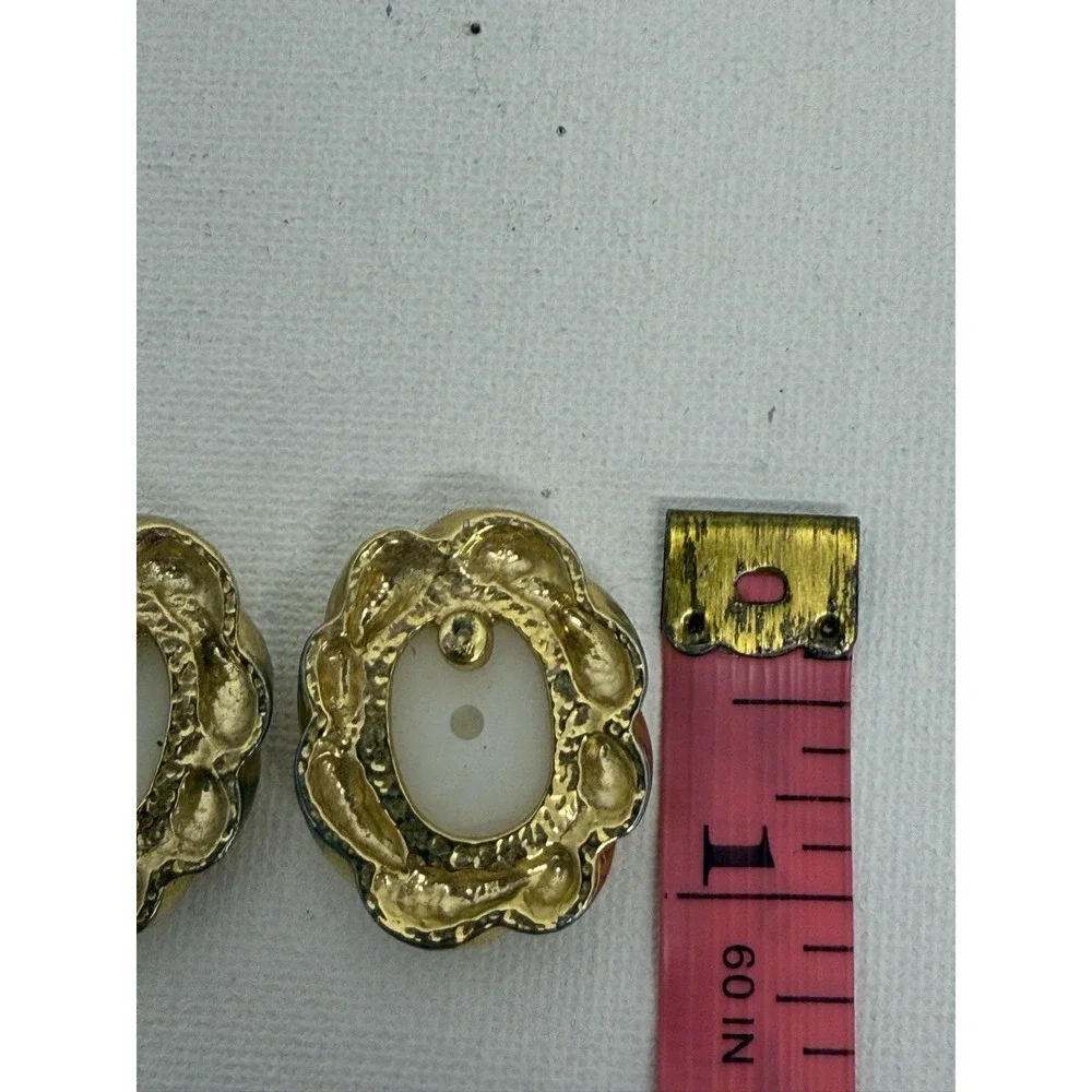 Vintage Gold Tone Faux Pearl Marcasite Style Pierced‎ Stud Earrings Unbranded